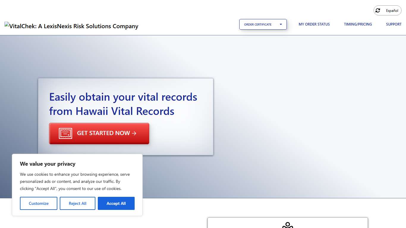 Hawaii Vital Records (HI) Order Certificates - VitalChek